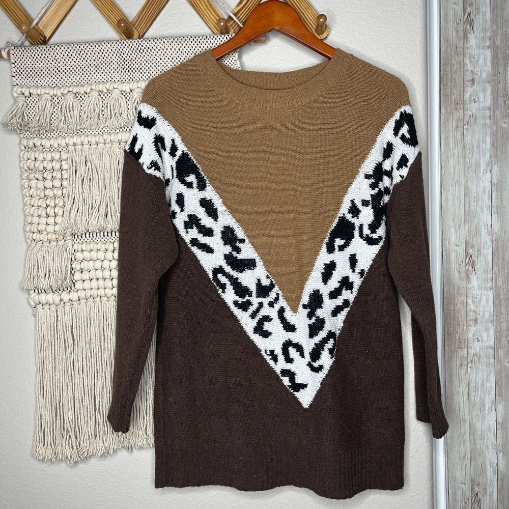 Leopard Color-Block Sweater 